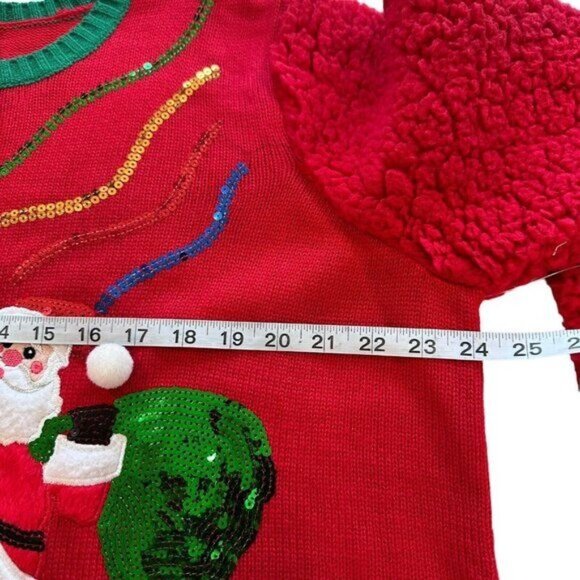 99 Jane Street Womens Red Santa Holiday Sequin Unicorn Hi-Low Sweater Top SZ 1X - Picture 5 of 15